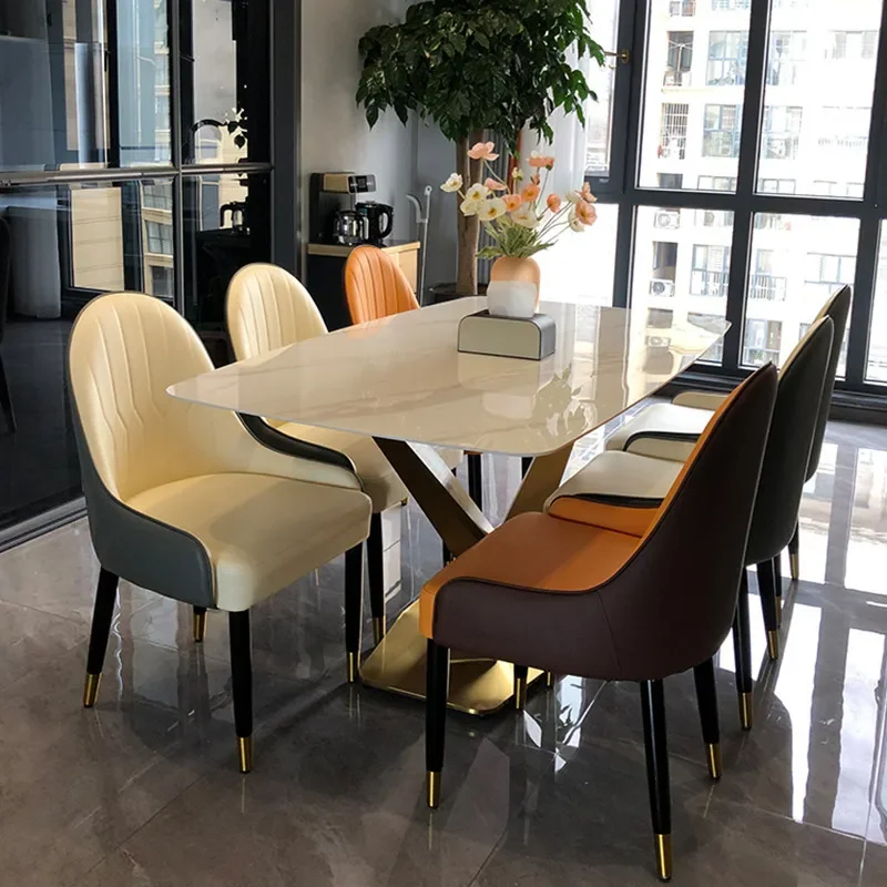 Luxury Italian Leather Dinner Dining Table And Chairs 6 Luxury Dinning Chairs Modern Marble Dining Room Furniture Table Set