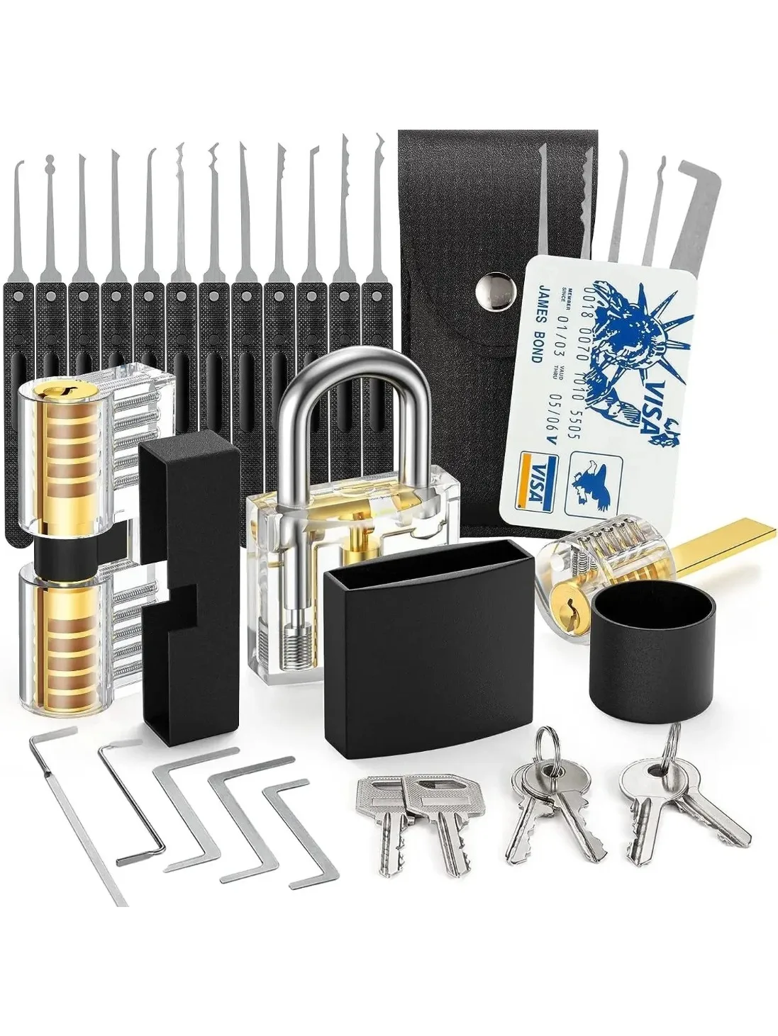 36pcs Spring Steel Lock Craftsman Practice Tool Single Hook Lock Training, Ontgrendelingssleutel Extractor Deuropening Wrench Kit - afbeelding 2