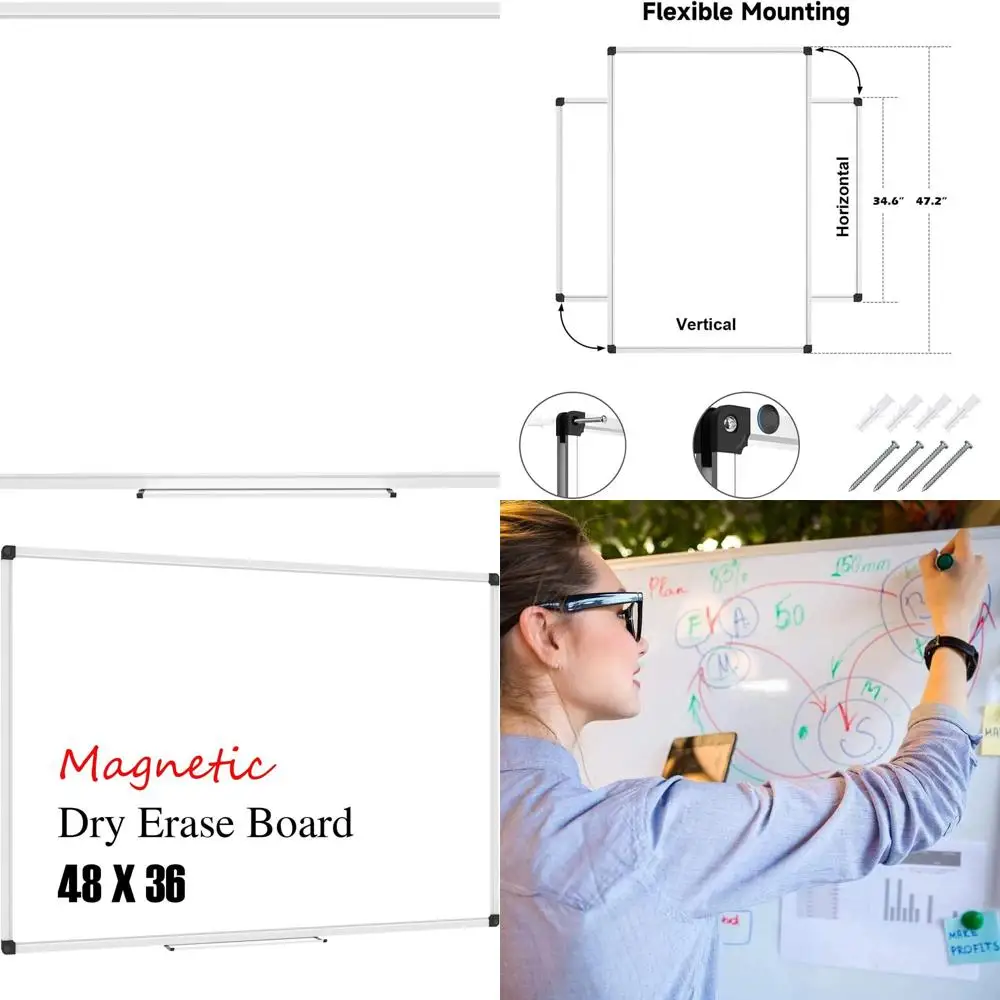 

Магнитная доска для сухого стирания 48x36 со съемным держателем маркера
