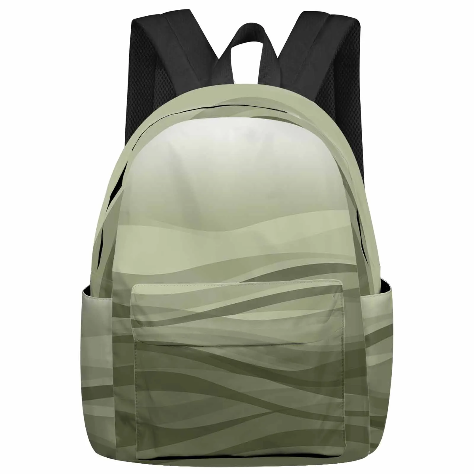 

Gradient Water Ripple Sage Green Large Capacity Backpack Men Laptop Bags High School Teen College Girl Student Mochila