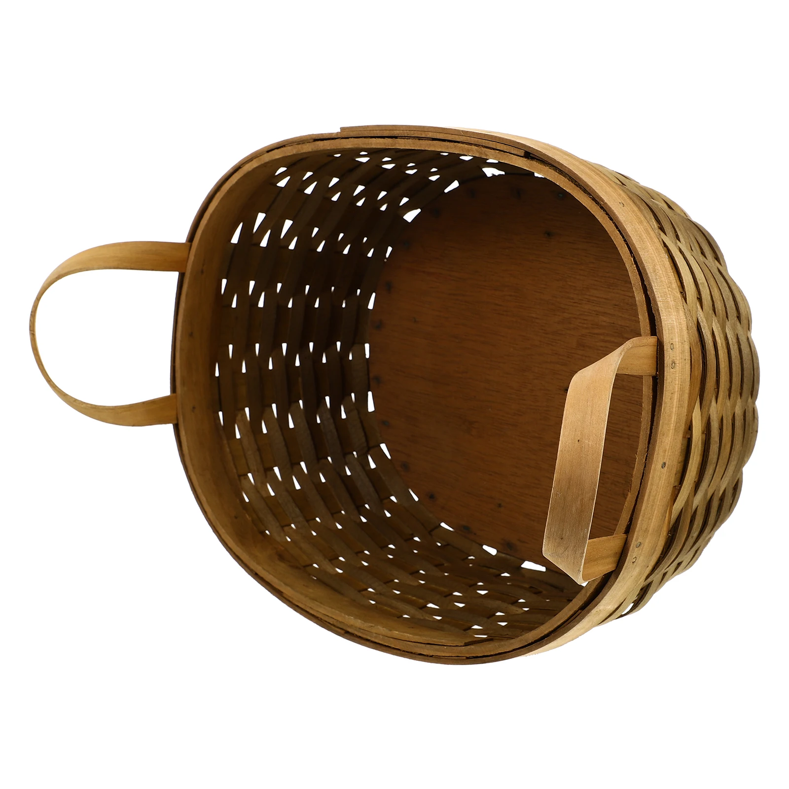 

Handwoven Storage Basket Natural Wood Household Organizer For Bread Eggs Multi-Functional Portable Container With Handle Home