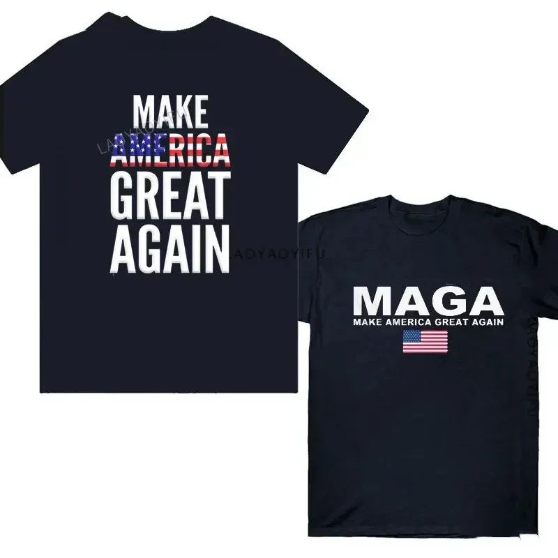 

Футболка с избирательным флагом Трампа 2024, футболка с надписью «Keep America Great MAGA», футболка с американским флагом, мужская и женская одежда, топы 61601