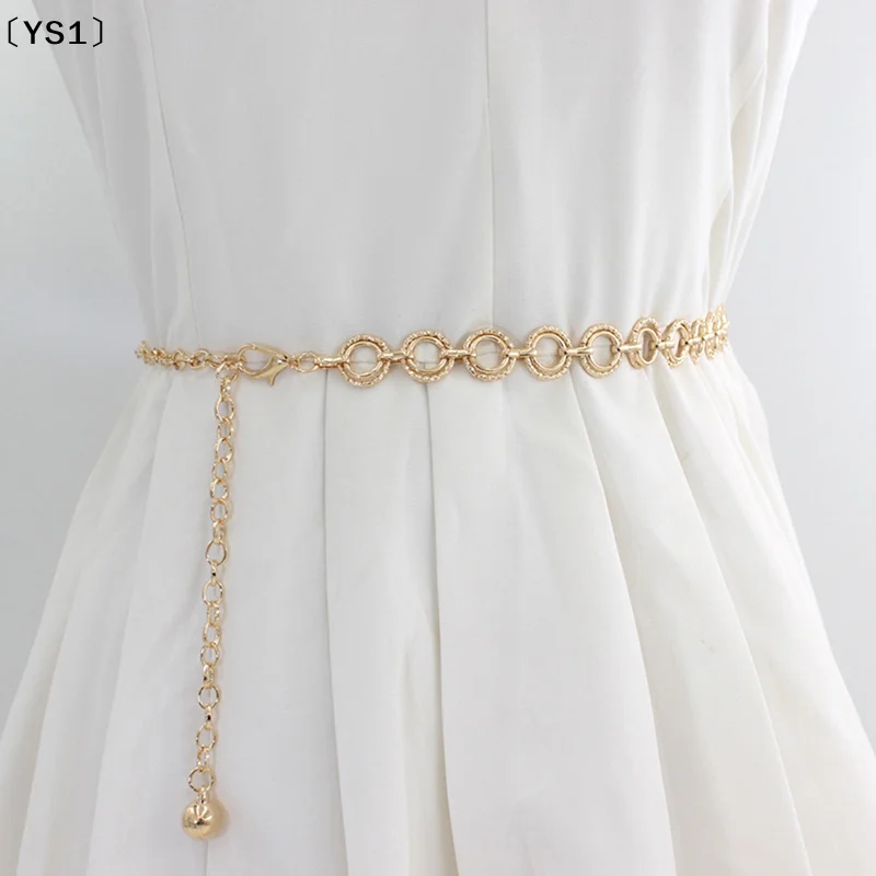 〔YS1〕Fashion Metal Waist Chain Adjustable Body Link Belt For Women Dress Thin Waist Trendy Jewelry Accessories