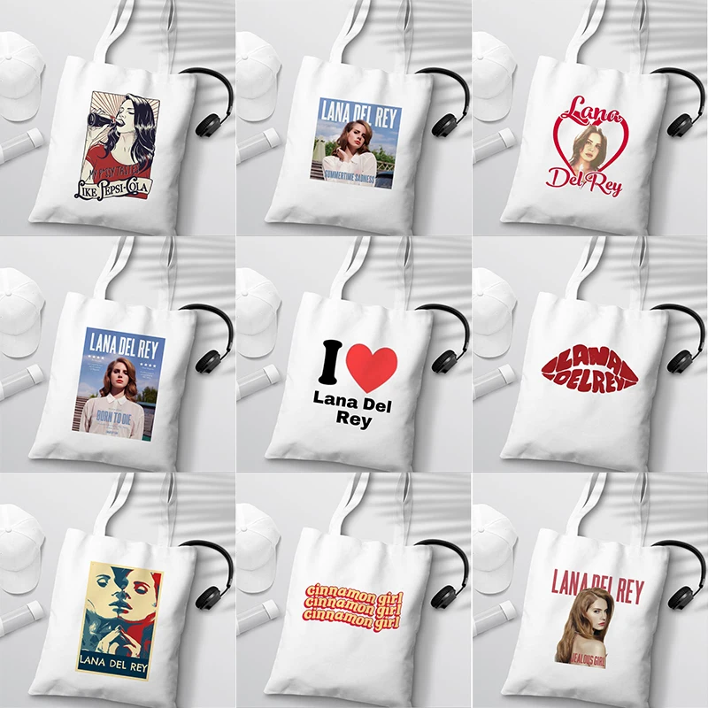 

Lana Del Rey Printed Women Shoulder Bag Graphic Hipster Shopping Bags Girls Cartoon Canvas Fans Handbag High Capacity Tote Bag