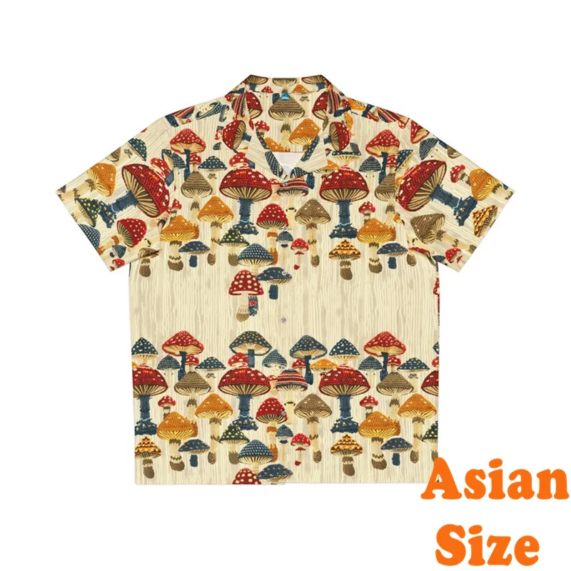 

Vintage Full Print Shirt Men Clothing Mushroom Graphic Short Sleeve Button Shirts Summer Simple Casual Breathable Women Blouse