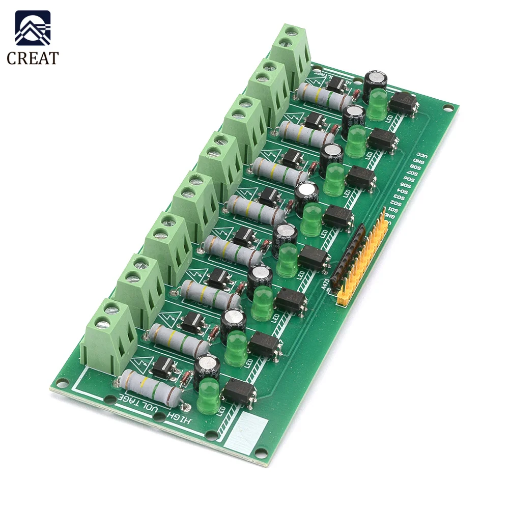 AC 220V 8 Channel MCU TTL Level 8 Ch Optocoupler Isolation Test Board Isolated Detection Tester PLC Processors Module