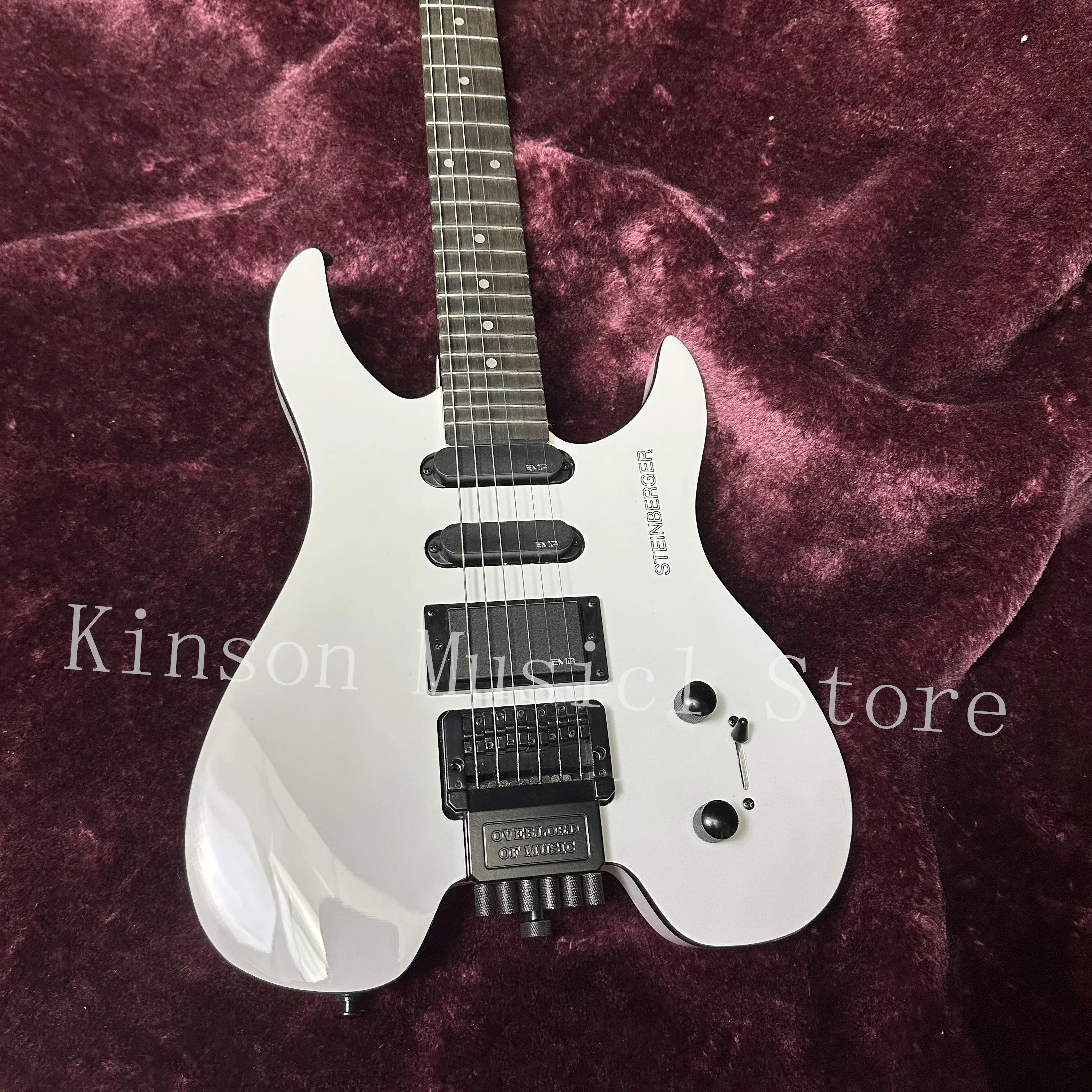 Headless Electric Guitar, Mahogany Body, white Color, Rosewood Fingerboard, Floyd Rose Tremolo Bridge, Steinberger, Free Ship