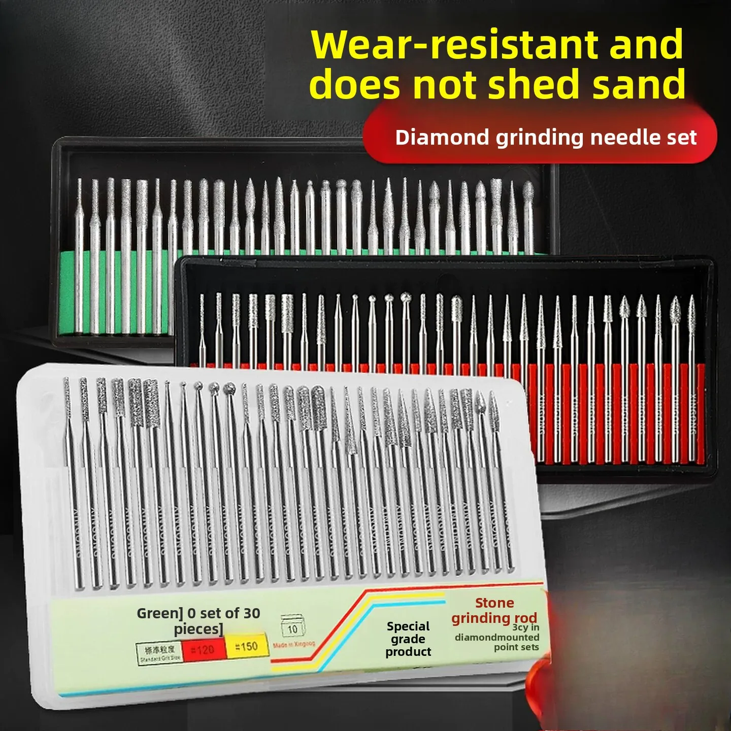 Emery Needle Grinding Alloy Grinding Head / Jade Engraving Tool / Cylindrical Tip Fine / 3mm Polishing Electric Grinding Rod