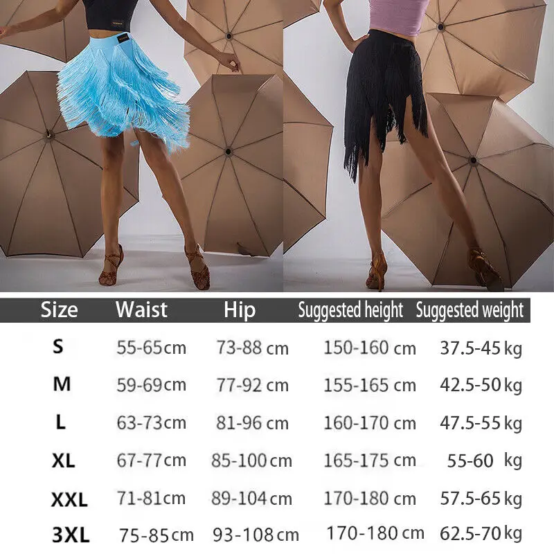 Women Latin Dance Skirt Tassels Fringes Dress Ballroom Salsa Samba Tango Layer Competition Performamnce Salsa Latin Fringe Skirt