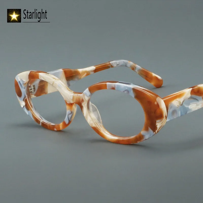 إطار نظارات بيضاوي سميك ملون للنساء والرجال نظارات قراءة للرجال من خلات لقصر النظر وصفة طبية بصرية بشعار مخصص نظارات عصرية