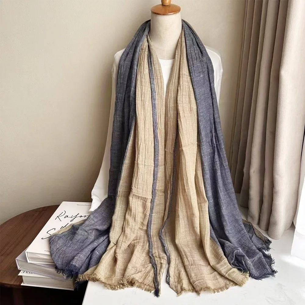 

Новый японский хлопковый шарф в стиле ретро унисекс, теплая шаль с кисточками, осень-зима, 90x200 см, мужские шарфы, подарок