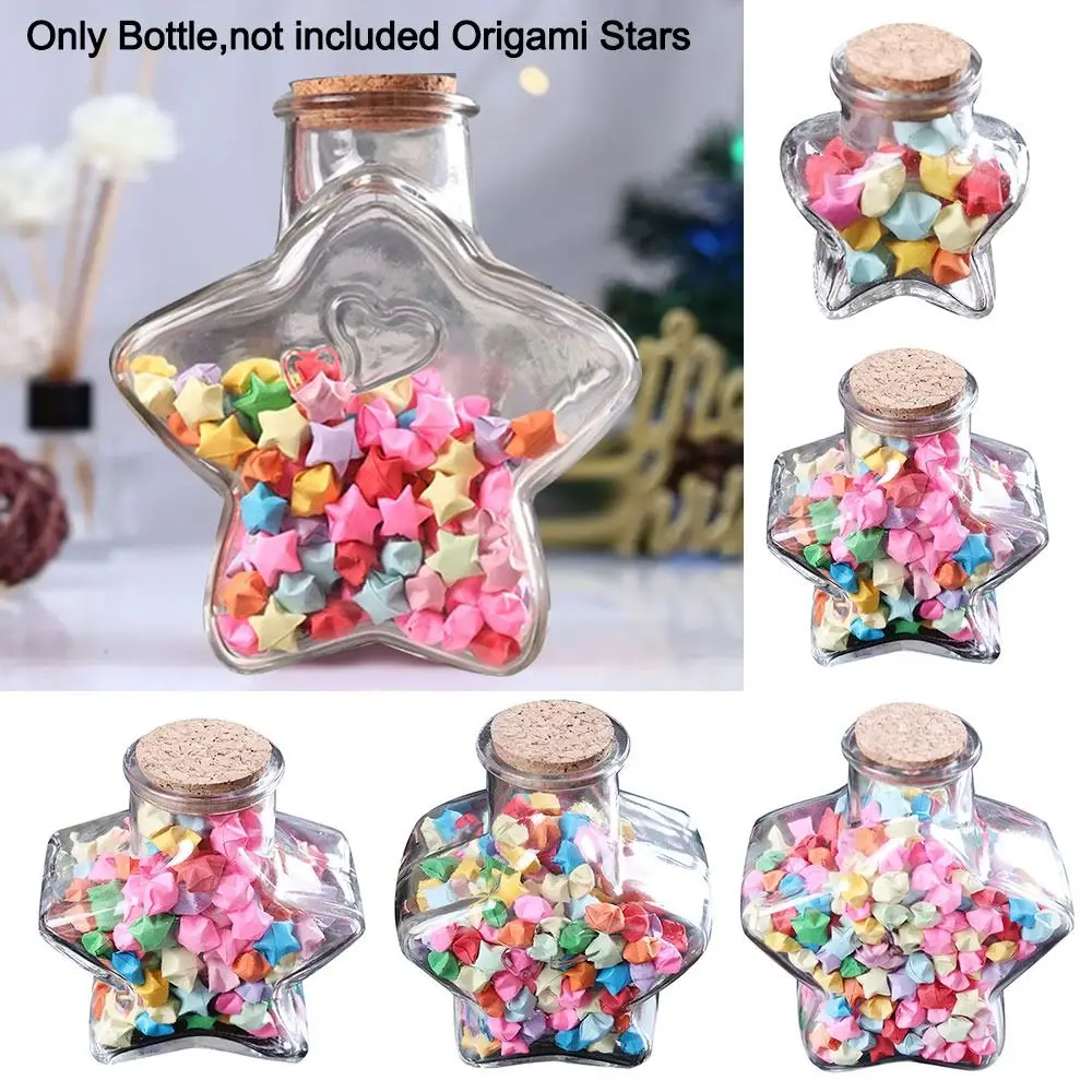 Mini Bottle Origami Stars Glass Wishing Bottle Clear Origami Stars Glass Bottle Stars Shape Craft Glass Jars Wishing Bottle Home