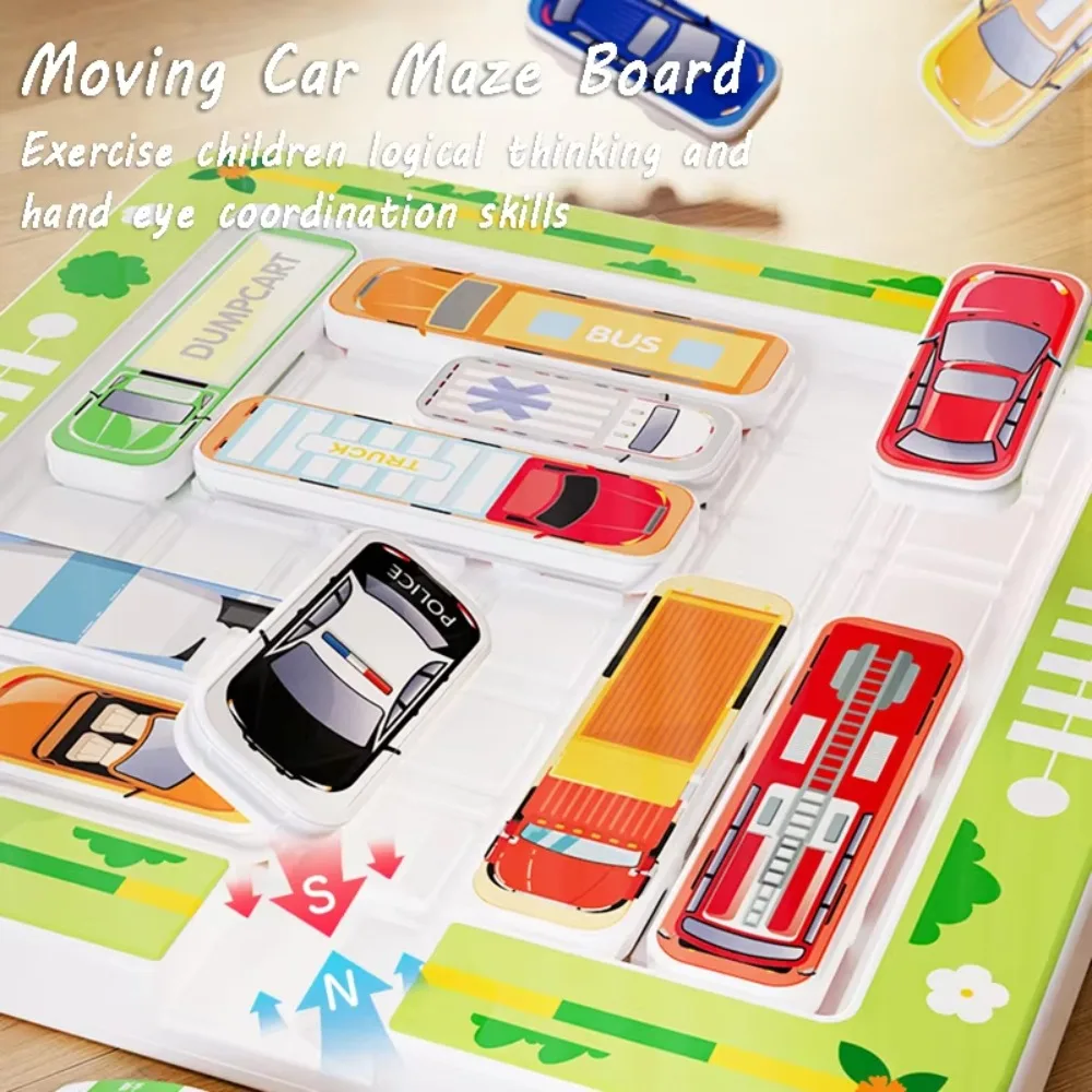 Montessori Car Magnetic Maze Toy Educational Cartoon Slide Car Puzzle Game Colorful Mini Parking Lot Board Toy Development