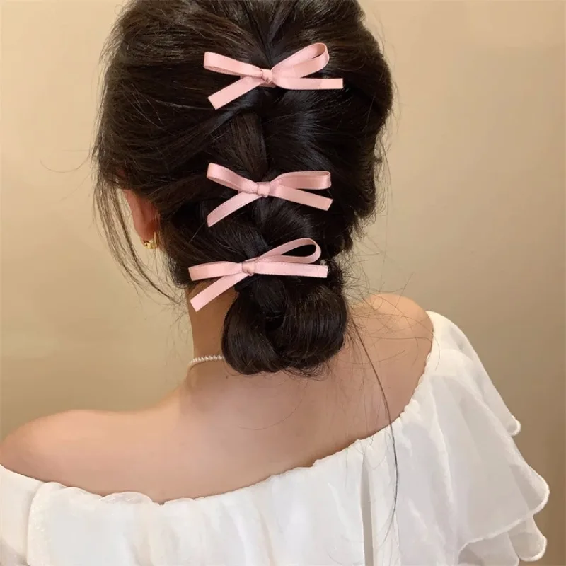 French Bow Hairpin Women Sweet Ribbon Hair Clip Solid Color Princess Headdress 2024 Trendy Hair Accessories Korea Girls Hairpins