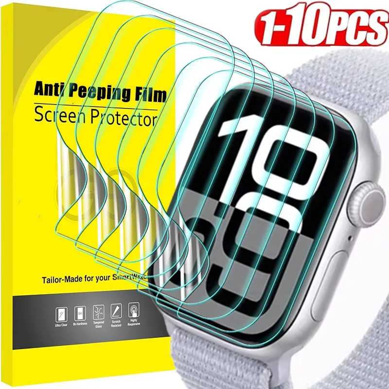 1-10PCS Screen Protector For Apple Watch S10 42mm 46mm Anti-Peeping HD Hydrogel Film Full Cover Privacy Screen Protective Film