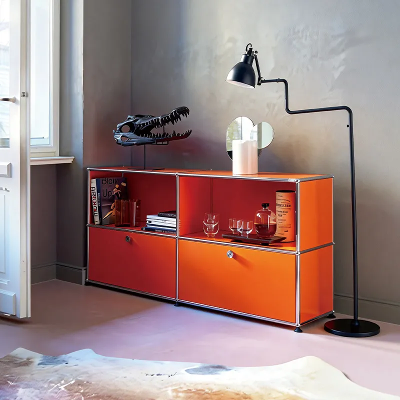 Medieval style chest cabinet living room module combination metal wall storage side cabinet
