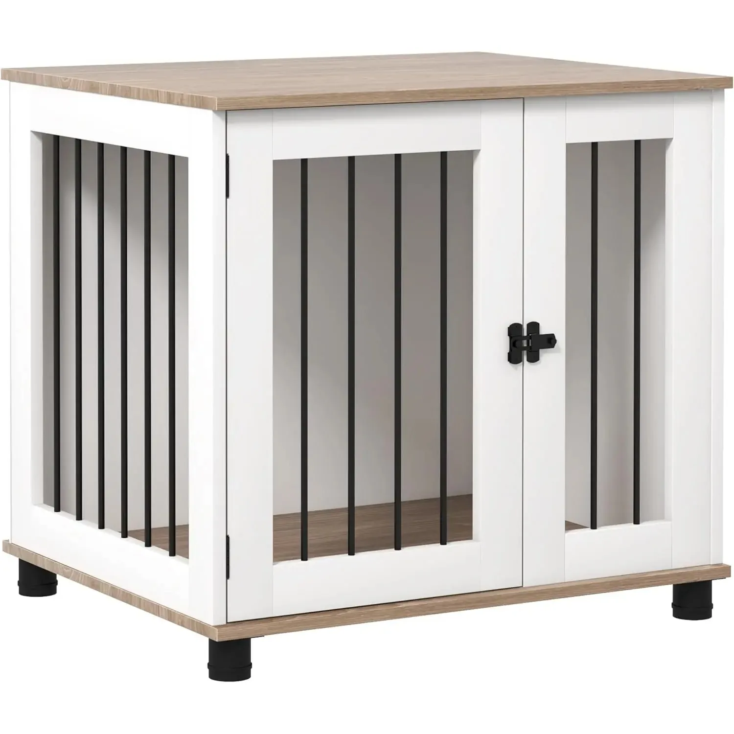 Dog Crate Furniture, Side Table Indoor Dog Kennel, End Table with Lockable Door for Small and Medium Dogs, Walnut Brown