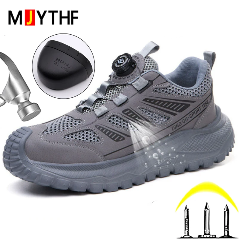 Work Safety Shoes For Women Men Anti-smash Anti-Puncture Work Sneakers Rotating Button Indestructible Shoes Work Boots Non-slip
