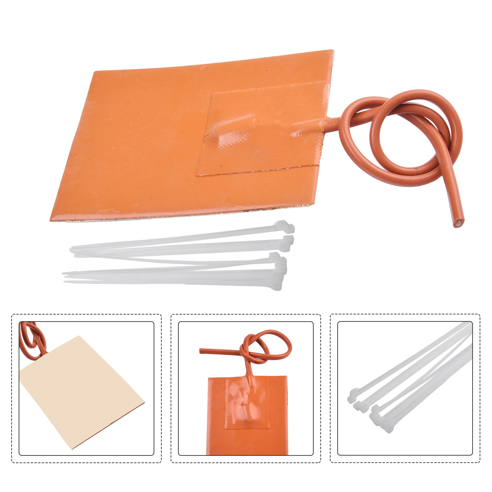 Silicone Heater Pad for Engine Block Tanks, 12V 100W, Reduces Cold Start Damage, Waterproof, Easy Installation