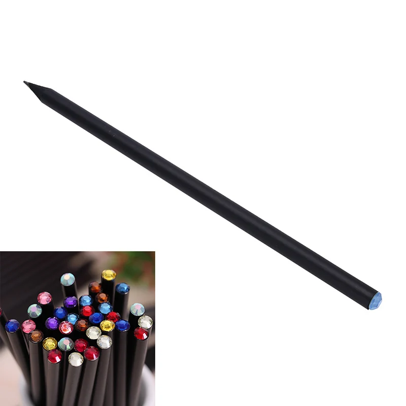 2X Black Rod HB Pencil With Colorful Diamond School Painting Writing Pencil,