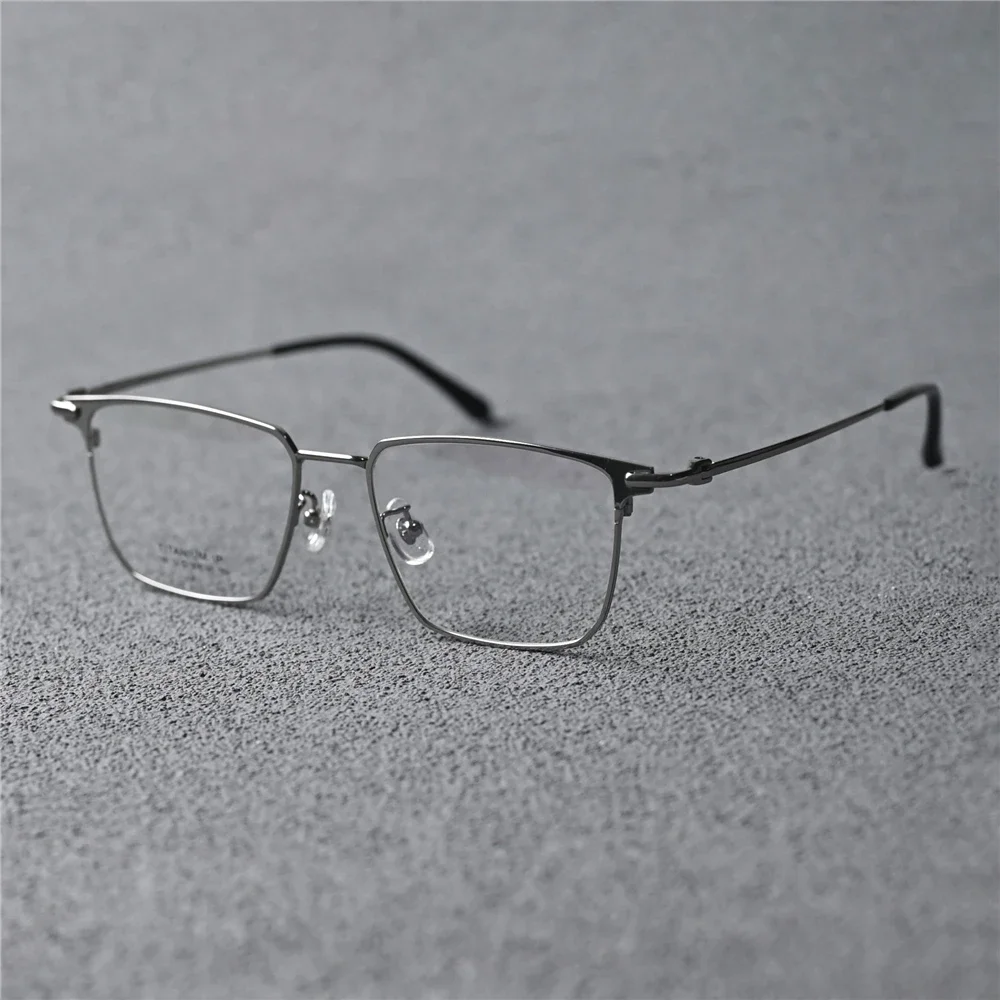 Rockjoy 160mm Titanium Men Eyeglasses Frames Male Square Ultralight Spectacles for Prescription Black Silver Big Wide Face