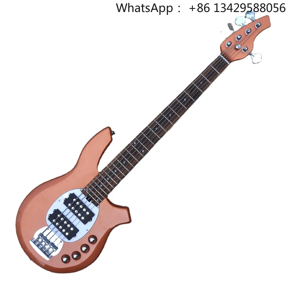 Flyoung 5 Strings Metal Orange Electric Bass Guitar Musical Instruments Bass Guitar Bajo Electrico