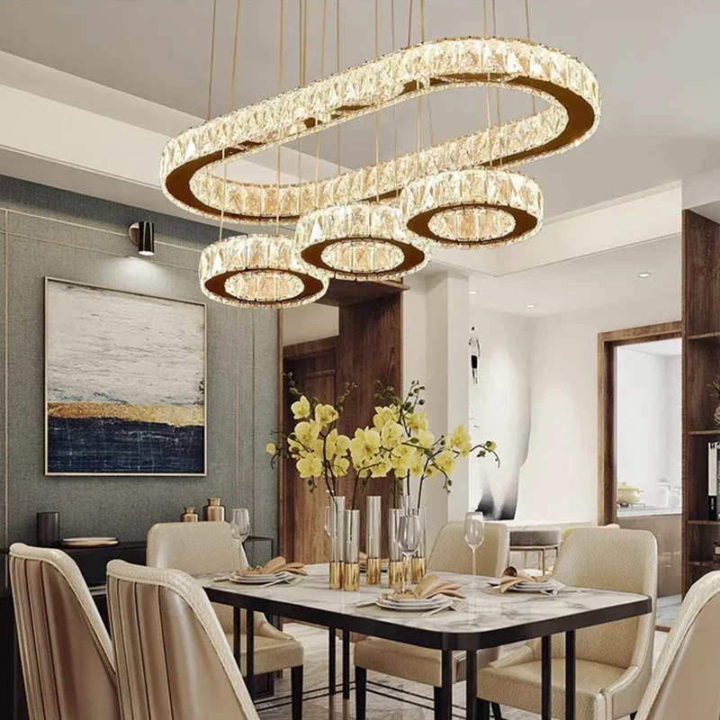

Nordic Home Decor Ellipse Chandelier Kitchen Island Restaurant Dining Tables Living Room Pendant Lamp Interior Lighting Fixture