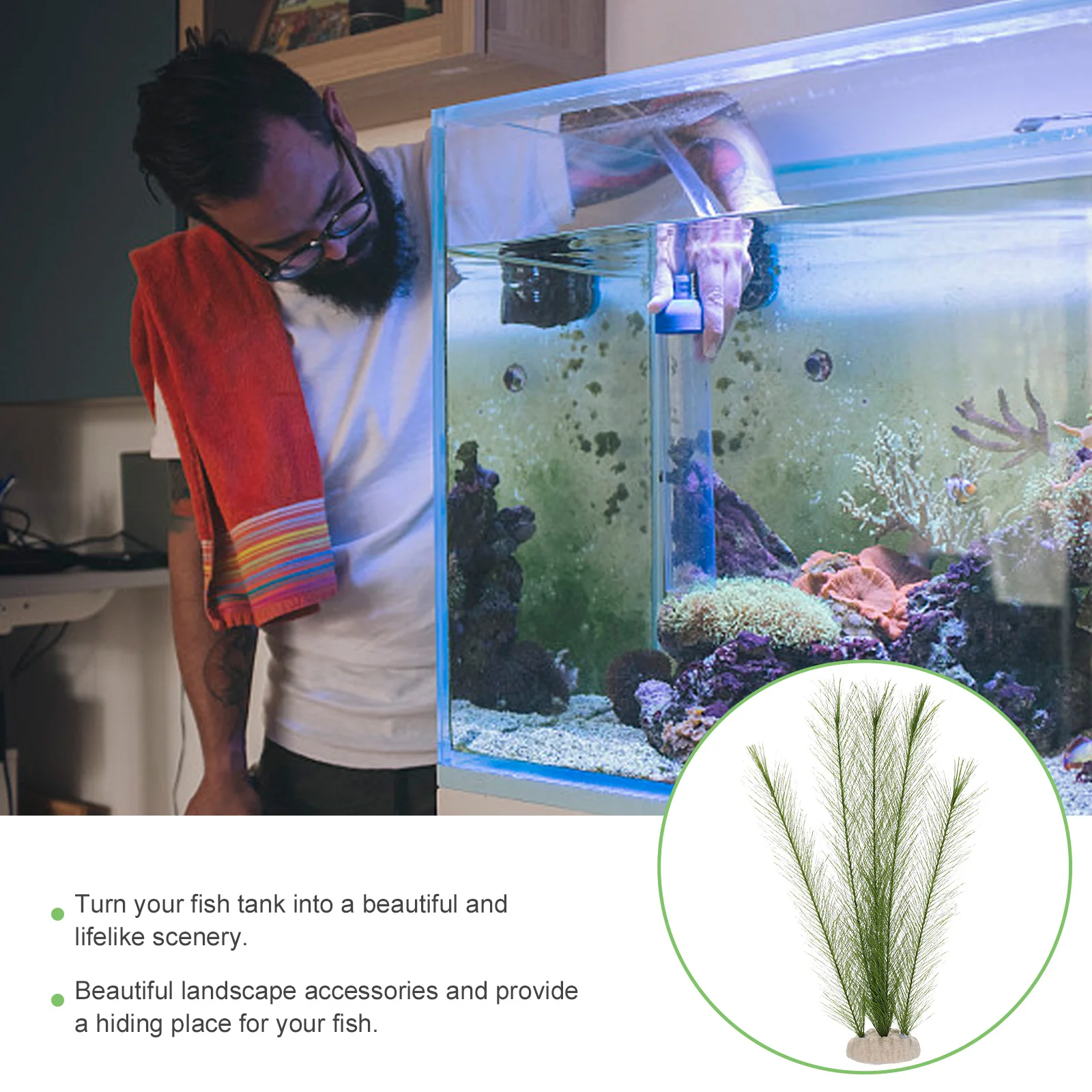 

2Pcs Artificial Silk Aquarium Plants Plastic Fish Tank Fake Plant Decorative Fish Tank Scene Decoration Aquarium Plants Plastic