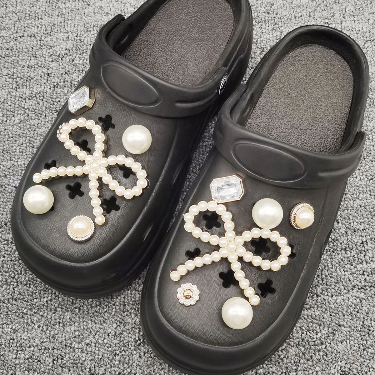 12PCS Flower Shoe Charms Bling Geometric Square Shoe Buckles Decorations Bowknot Shoe Accessories DIY Mutlifunctional Shoe Clips image 6