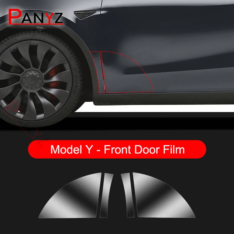 For Tesla Model3/Y 2017-2023 Front Door Rear Door Extended Protective Film Invisible Car Clothing TPU Lamp Film Set Decoration 