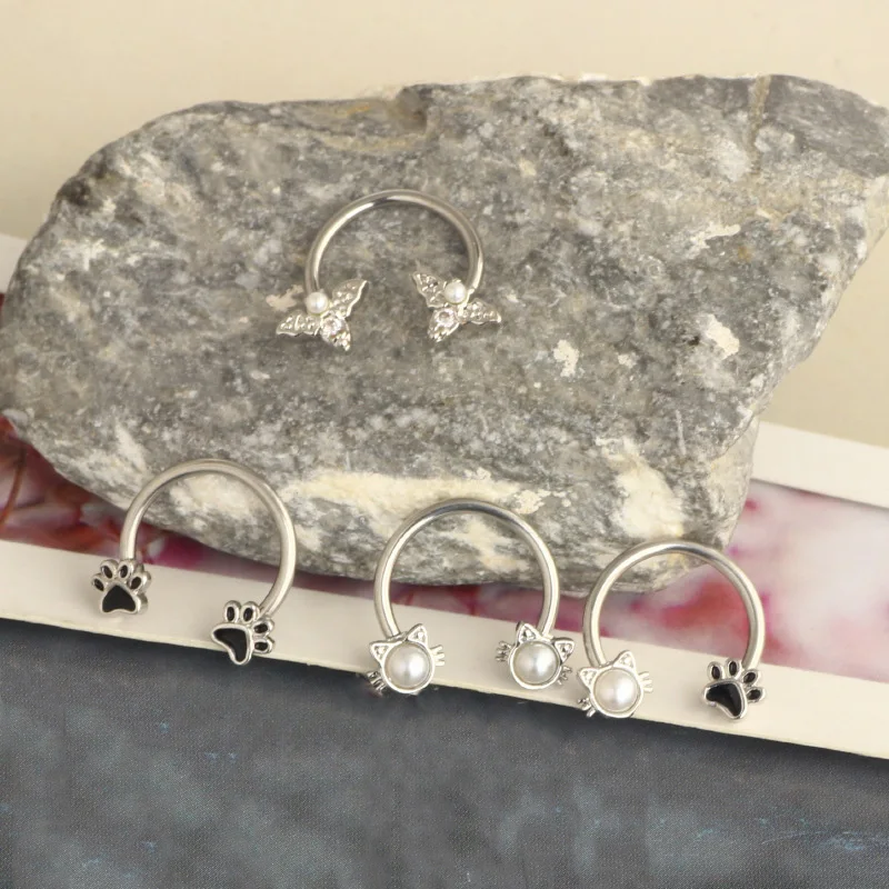 Paw Cat Hoop Earrings and Septum Ring, 1/4pc