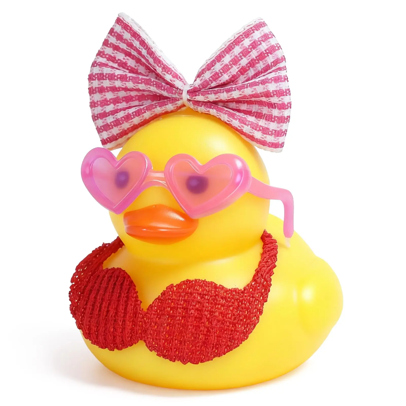 

Rubber Duck Car Decor, Rubber Duck Accessories with Heart Sunglasses, Red Bra, Bow Headband, Yellow Duck, Cute Dashboard Accesso