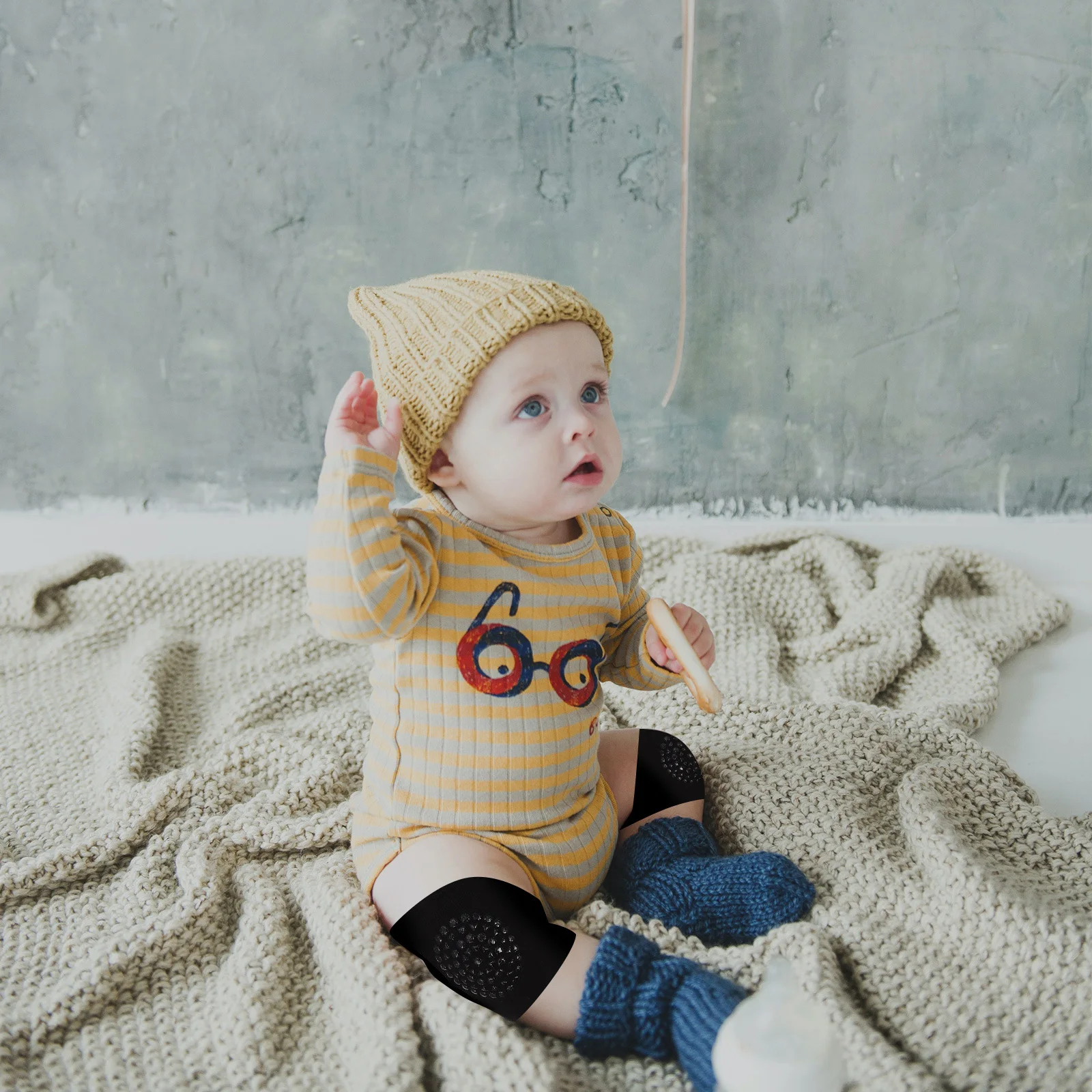 3 Pasang Pelindung Lutut Bayi untuk Merangkak Unisex Pelindung Siku Balita Warna Cerah Sederhana Bernapas Menyerap Keringat Pelindung