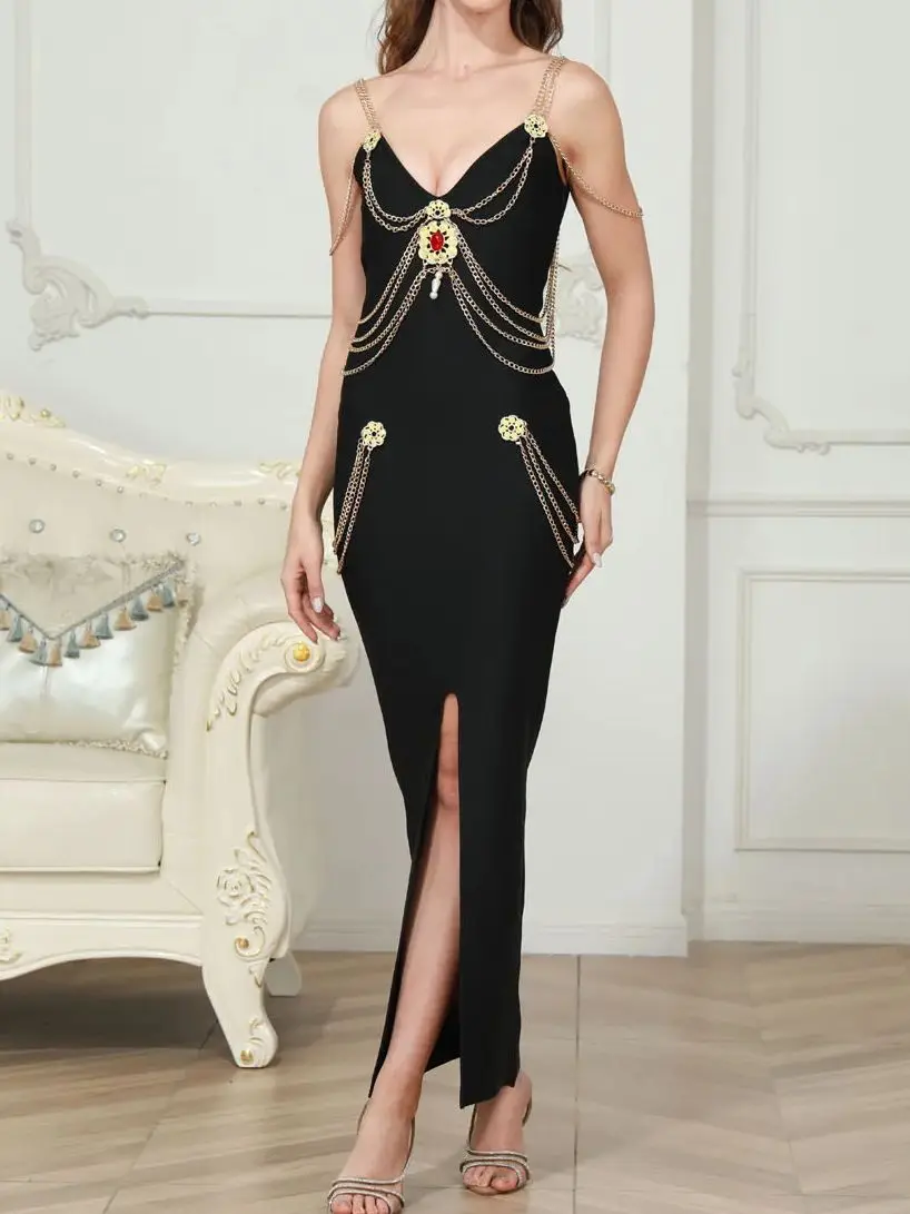 

chain asymmetrical bandage dress evening gown wedding party dresses for parties club birthday clothing for women graduation date