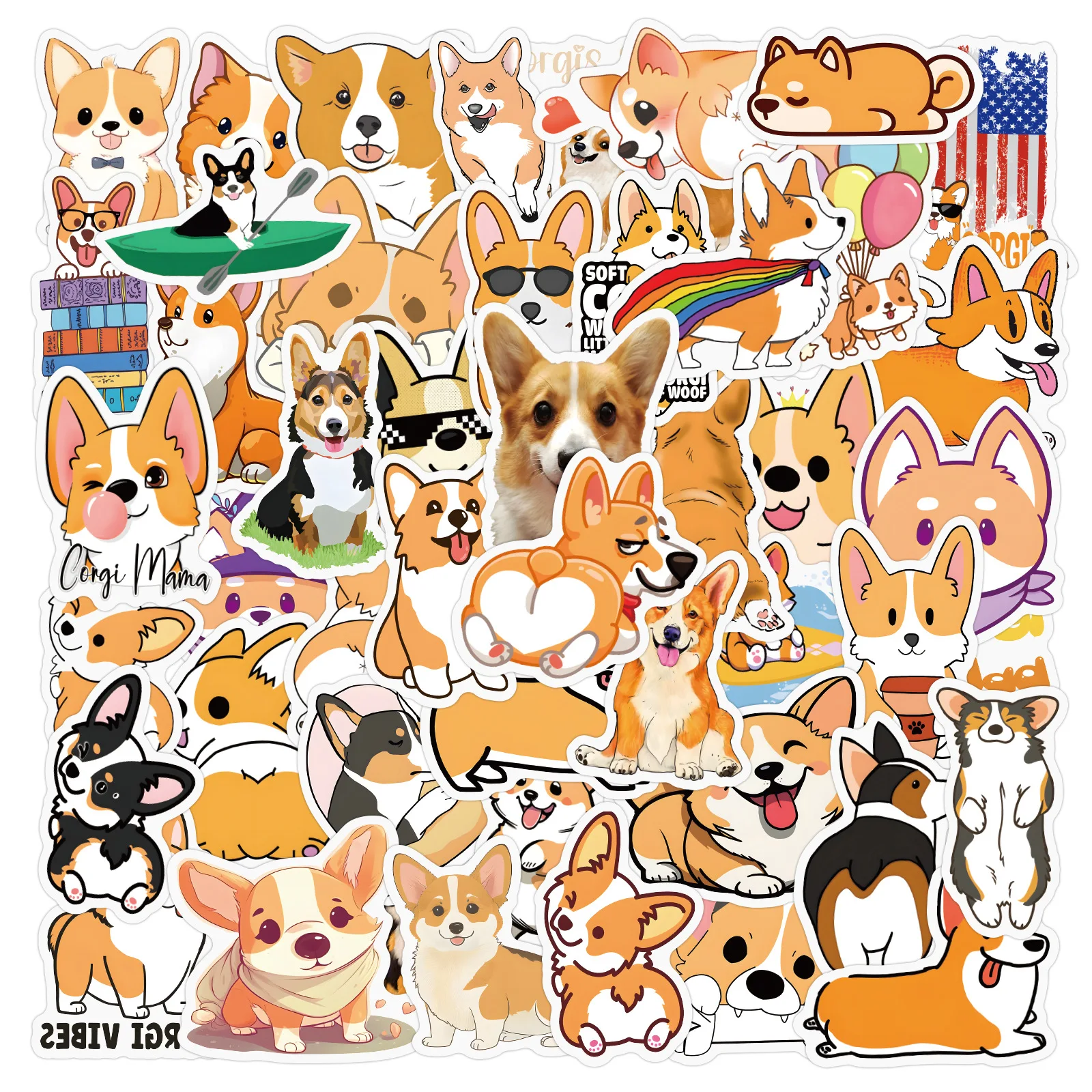 

55/110PCS Cartoon Cute Pet Puppy Corgi Sticker Kawaii Funny Creative DIY Water Cup Scrapbook Diary Decal Children's Toy Gift