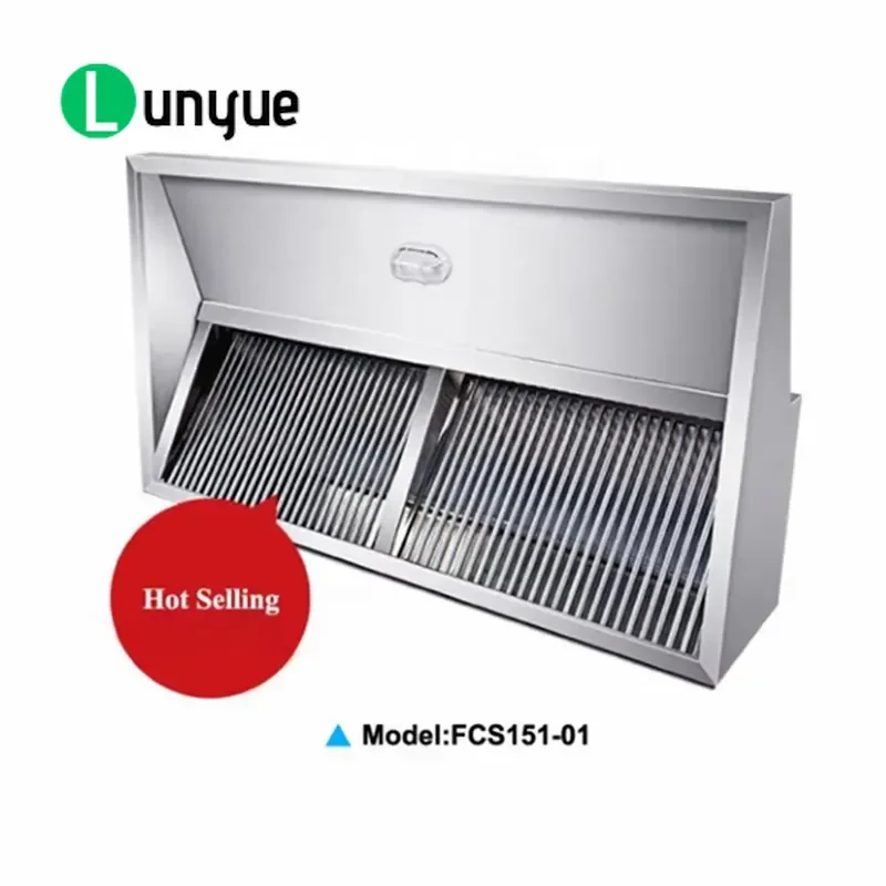 Commercial Kitchen Fume Exhaust Hood Stainless Steel High Power Ventilation System for Restaurant Cafe Heavy Duty Grease