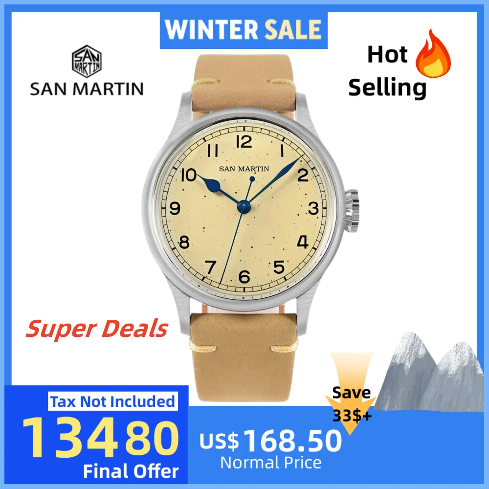 San Martin 38.5mm Freckles Watch For Men Mechanical Wristwatch NH35 Military Automatic Self-Wind Watches Waterproof 10Bar SN0105