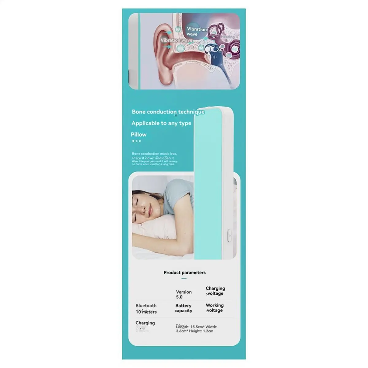【ELEVATE LIFE】Bone Conduction Music Box Wireless Bluetooth-Compatible Speaker Stereo Under Pillow Improve Sleep Travel