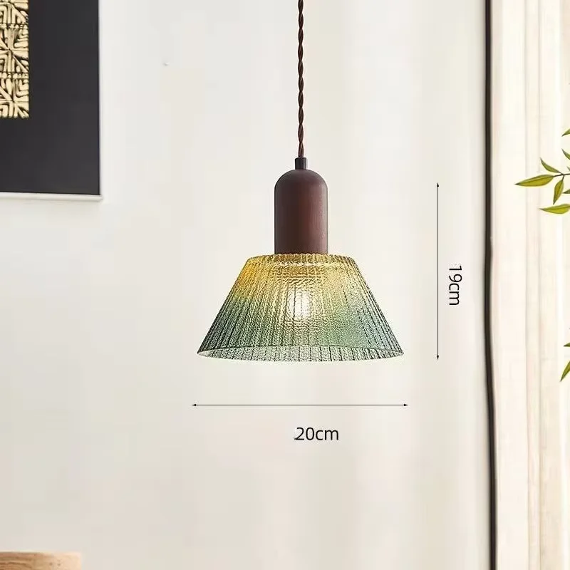 Bild 5: E27LED Nordische Retro-Hängeleuchte aus Holz und Glas, Vintage Moderne Hängelampe für Esszimmer, Schlafzimmer, Bar-Dekoration