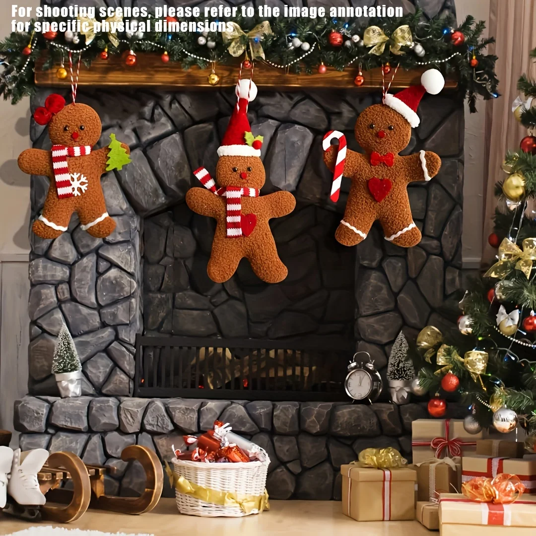 3 Stück 1 Stück Neue Weihnachtsdekoration Lebkuchenmann-Figur Kleine Hängende Ornamente Weihnachtsbaum-Zubehör Hängende Ornamente 3-teiliges Set
