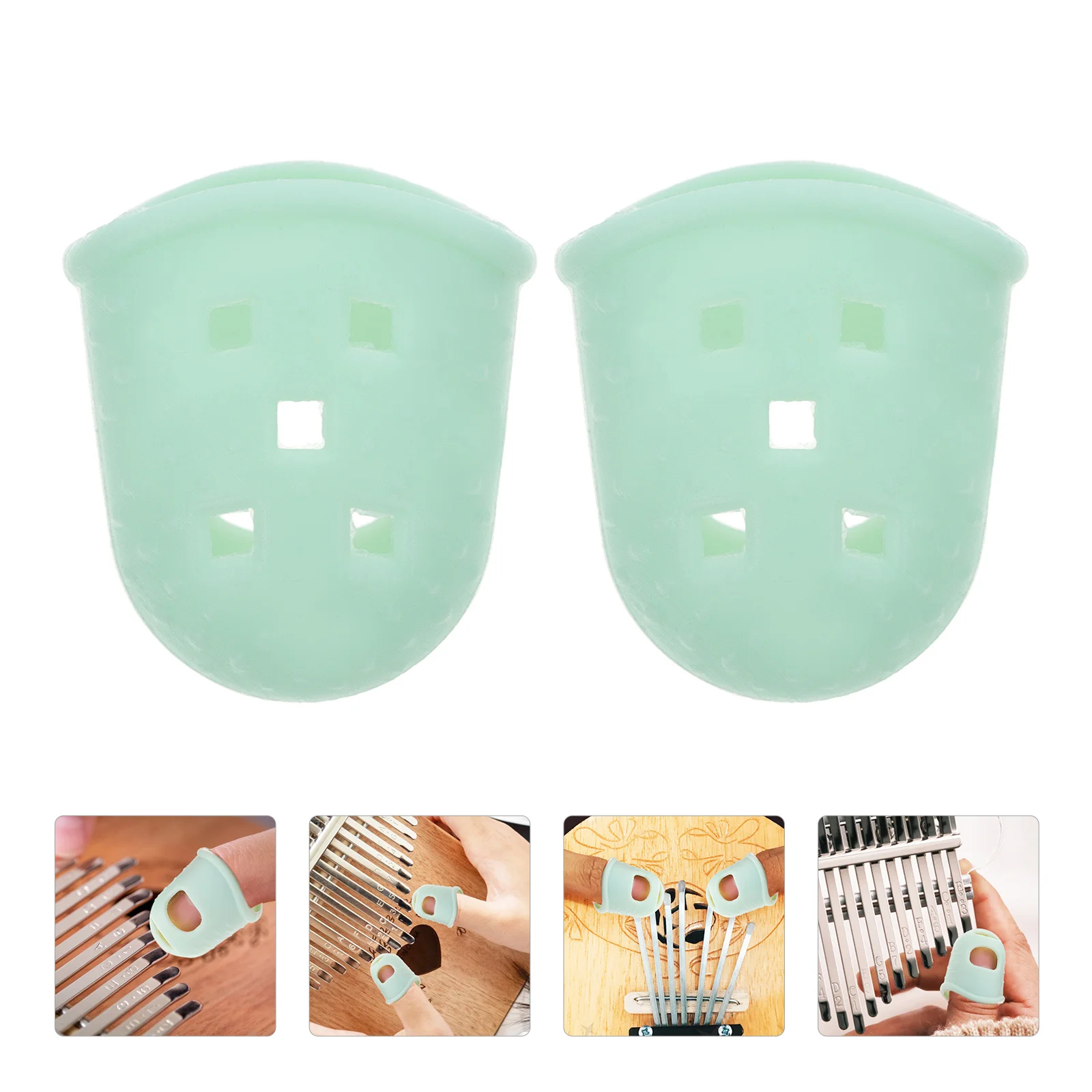 

2 Pcs Finger Cot Anti-pain Covers Silicone Fingertip Caps Kalimba Protection Protector Thumb Protectors Guard Protective Case