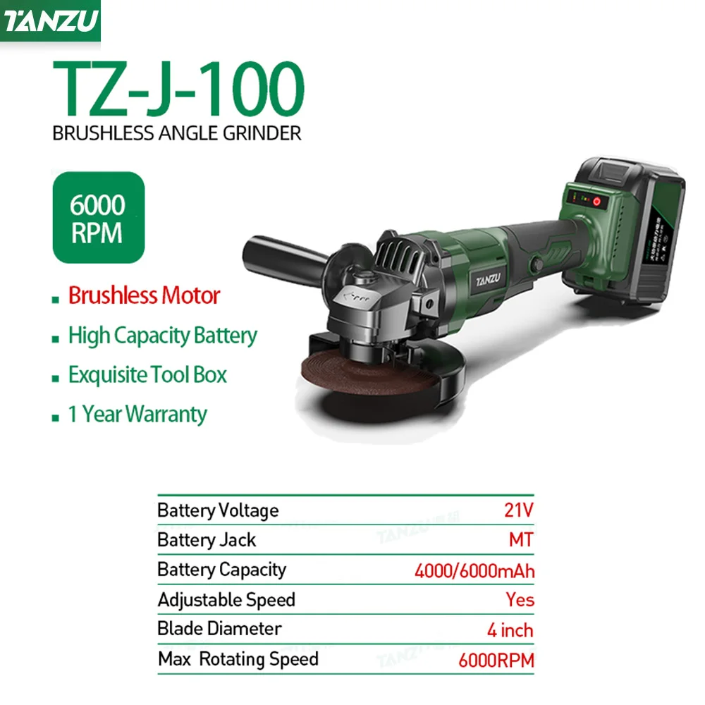 Imagem -03 - Brushless Angle Grinder com Bateria Mini Cordless Polishing Machine Diamond Cutting Machine Electric Power Tool 21v
