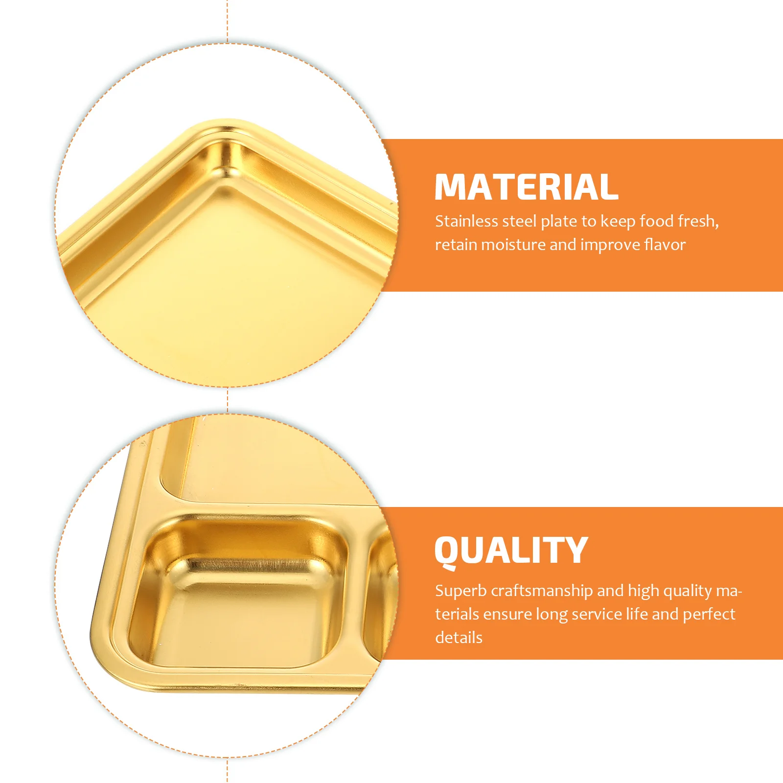 

Stainless Steel Multi Compartment Divided Plate Food Serving Plate For Breakfast Lunch Dumpling Fruit Kitchen Tableware
