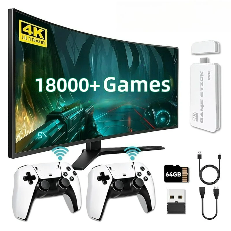 وحدة تحكم ألعاب M15 مدمجة 18000+ ريترو 4K TV 64GB مع لوحات ألعاب لاسلكية تدعم 20 أجهزة محاكاة لألعاب التلفزيون عالي الدقة