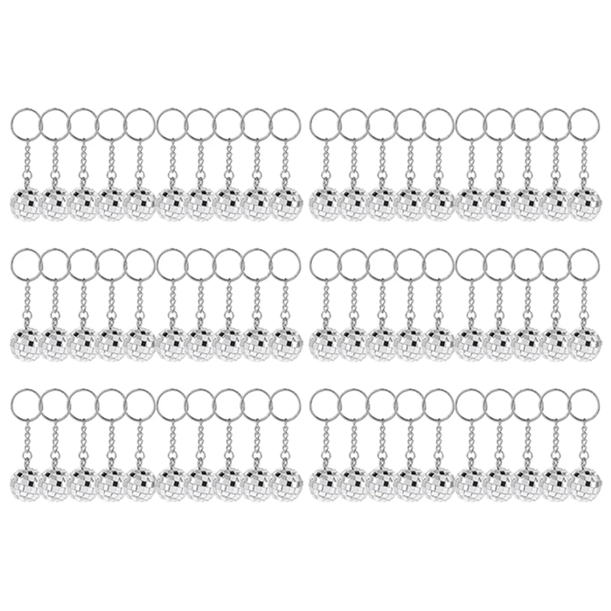 พวงกุญแจ Bola DISCO ขนาดเล็ก60ชิ้นพวงกุญแจลูกบอลกระจก70วินาทีสำหรับตกแต่งธีมดิสโก้