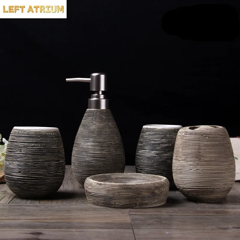 Creative hand-drawing European ceramic bathroom five-piece bathroom supplies suite wash cup suit wash suit