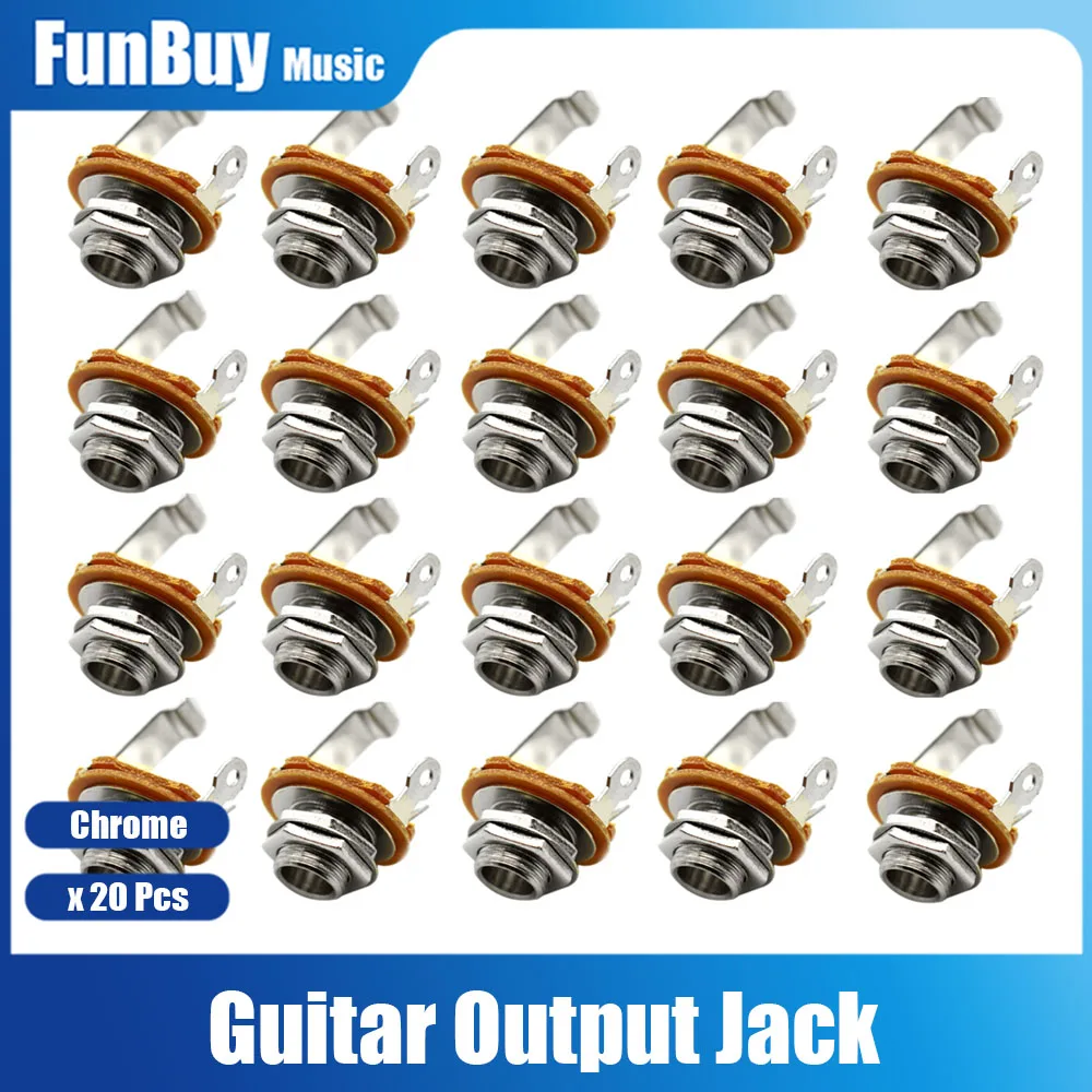 20/60pcs 1/4 polegada 6.35 Milímetros Stereo Jack Tomada de Entrada para Saída De Captador de Guitarra Baixo Da Guitarra Elétrica jack Guitarra Parte