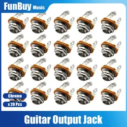 20pcs 1/4 inch 6.35Mm Stereo Input Jack Plug Socket for Electric Guitar Bass Guitar Pickup Output Jack Guitar Part
