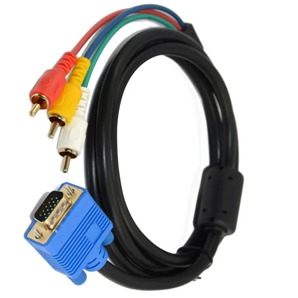 VGA to 3 RCA Male Component AV Video Converter Adapter Cable PC TV HDTV 1.5m