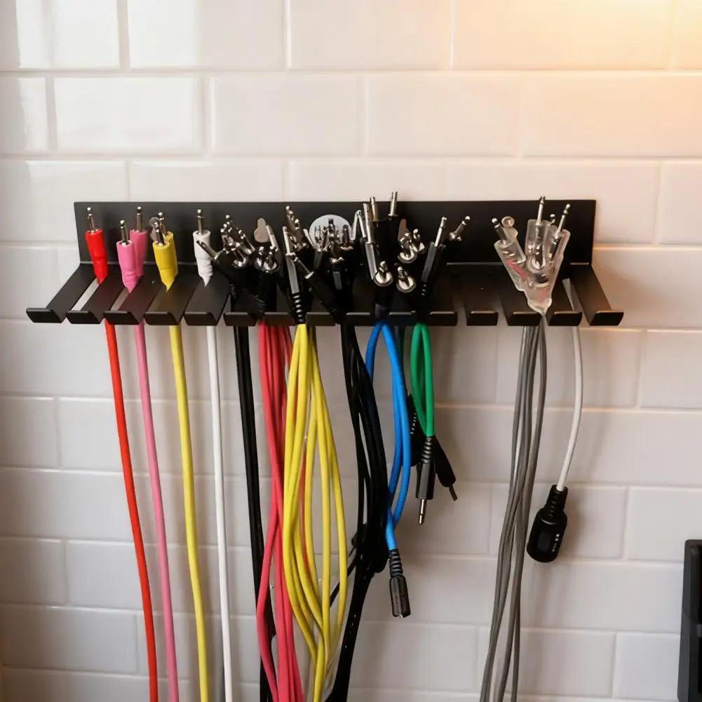 Rust-proof Cable Organizer Wall-mounted Cable Hanger Organizer 20 Slots Studio Storage Holder for Guitar Computer Cables Cord